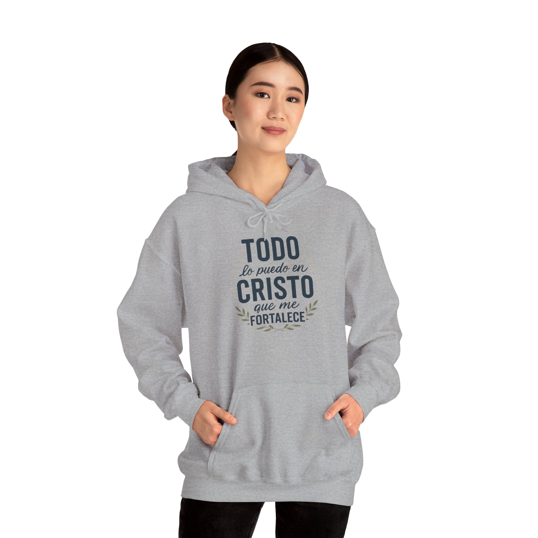 Christian Hoodie - "Todo lo puedo en Cristo" / "Dios te bendiga" Inspirational Spanish Pullover