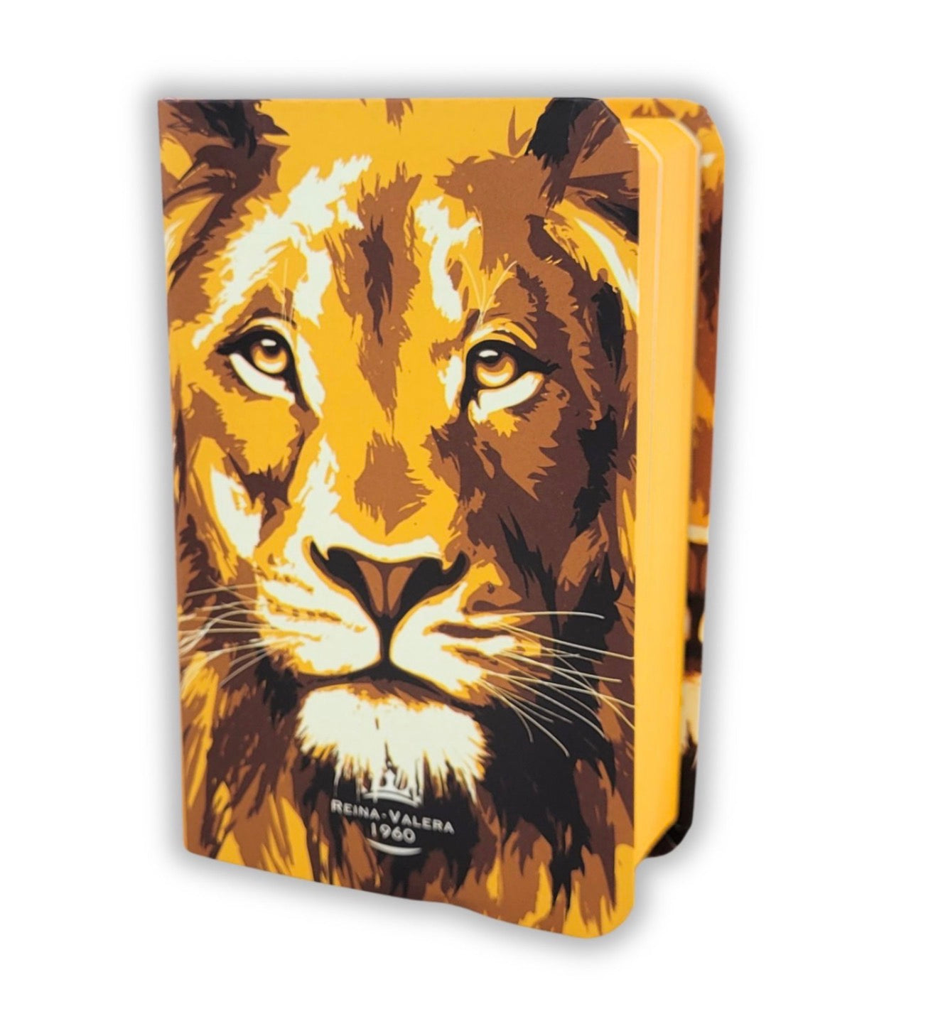 Biblia Mini Bolsillo RV1960, tapa flexible león de Judá, naranja