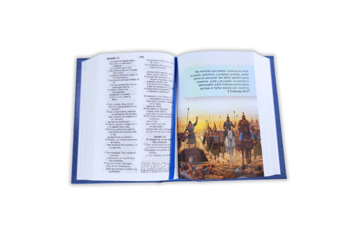 Biblia Compacta para Niños RV2020, tapa dura azul niños con mamá
