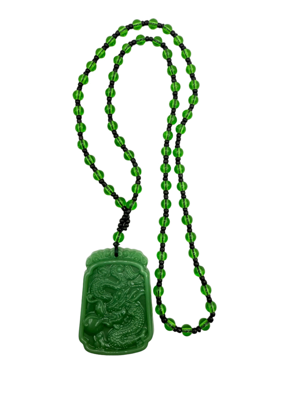 Green Jade Dragon Pendant Necklace