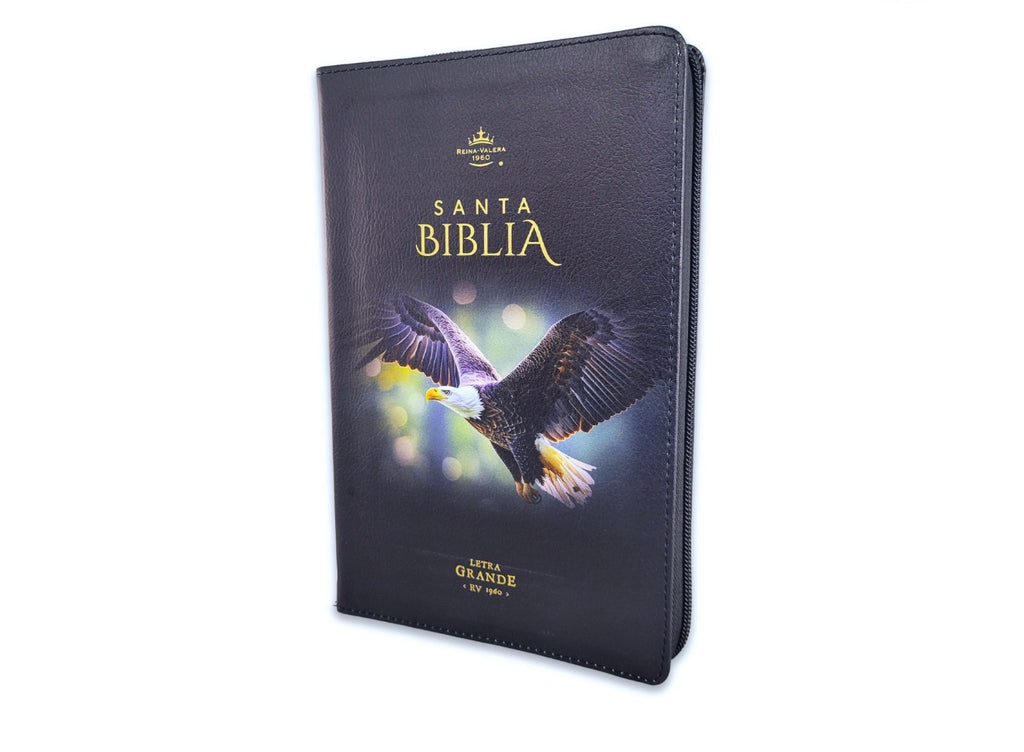 Biblia con Cierre Letra Grande 12 puntos RV1960 imit piel negro águila con índice