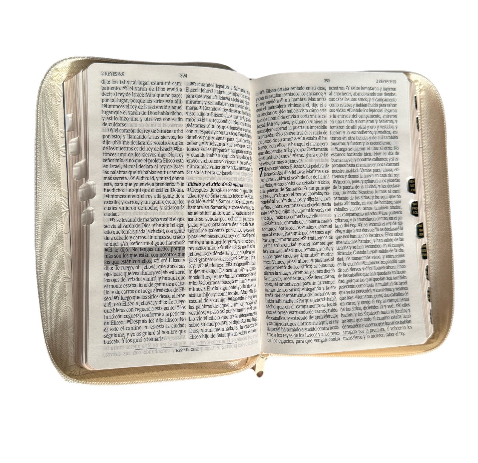 Biblia De Promesas Tamano Manual Letra Grande Blanco Con Indice/Cierre