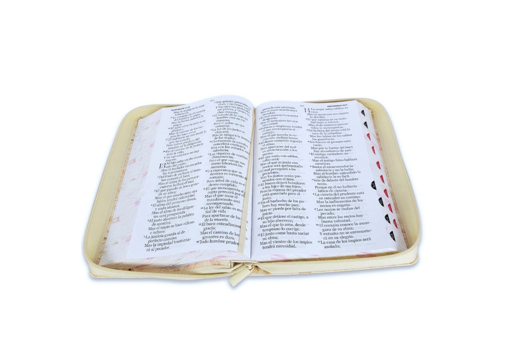 Biblia con Cierre Letra Gigante Manual 14 puntos RV1960 imit piel sabiduría con índice y canto floral