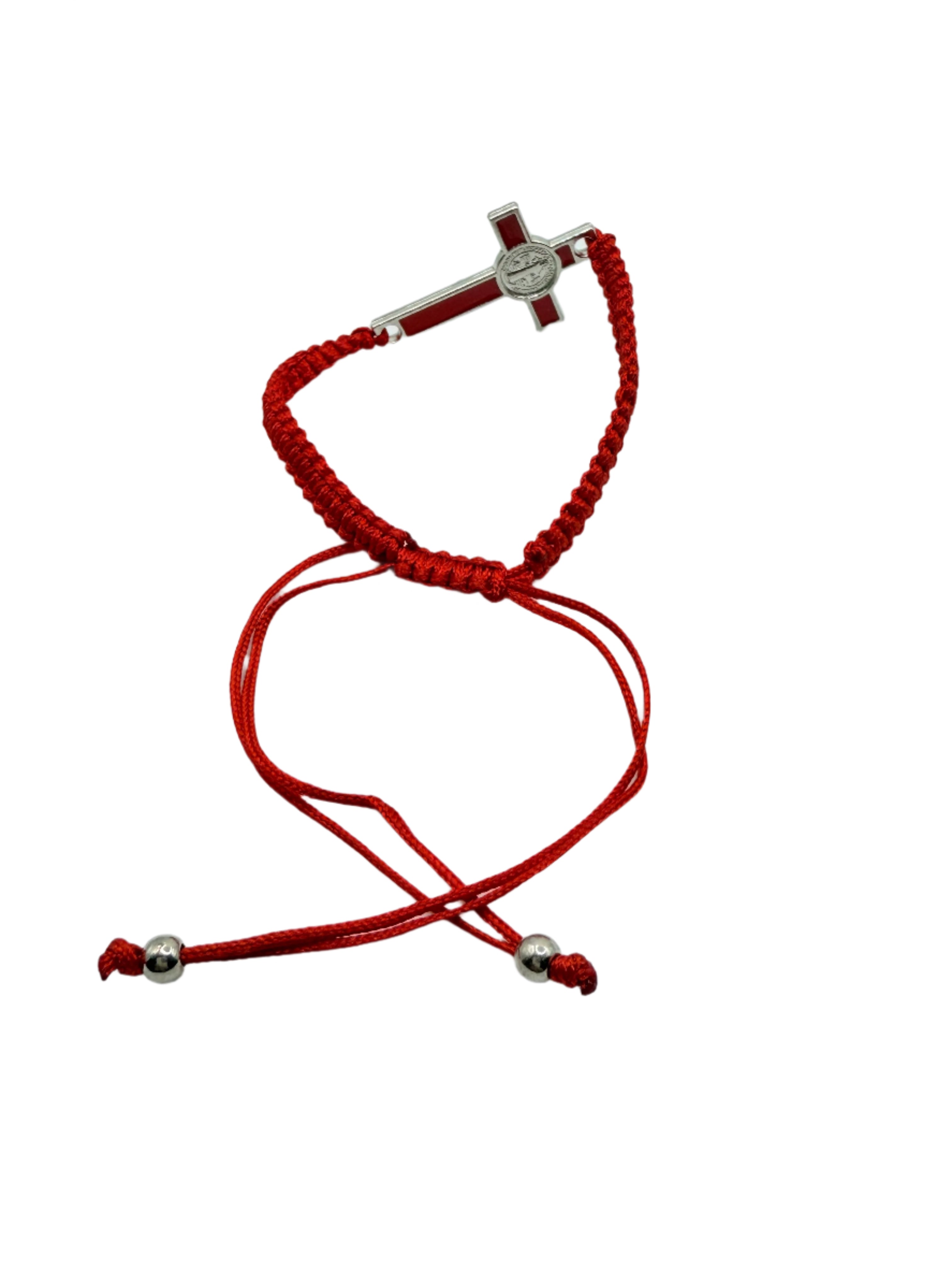 Braided Grace: Red Cross & Silver Christ