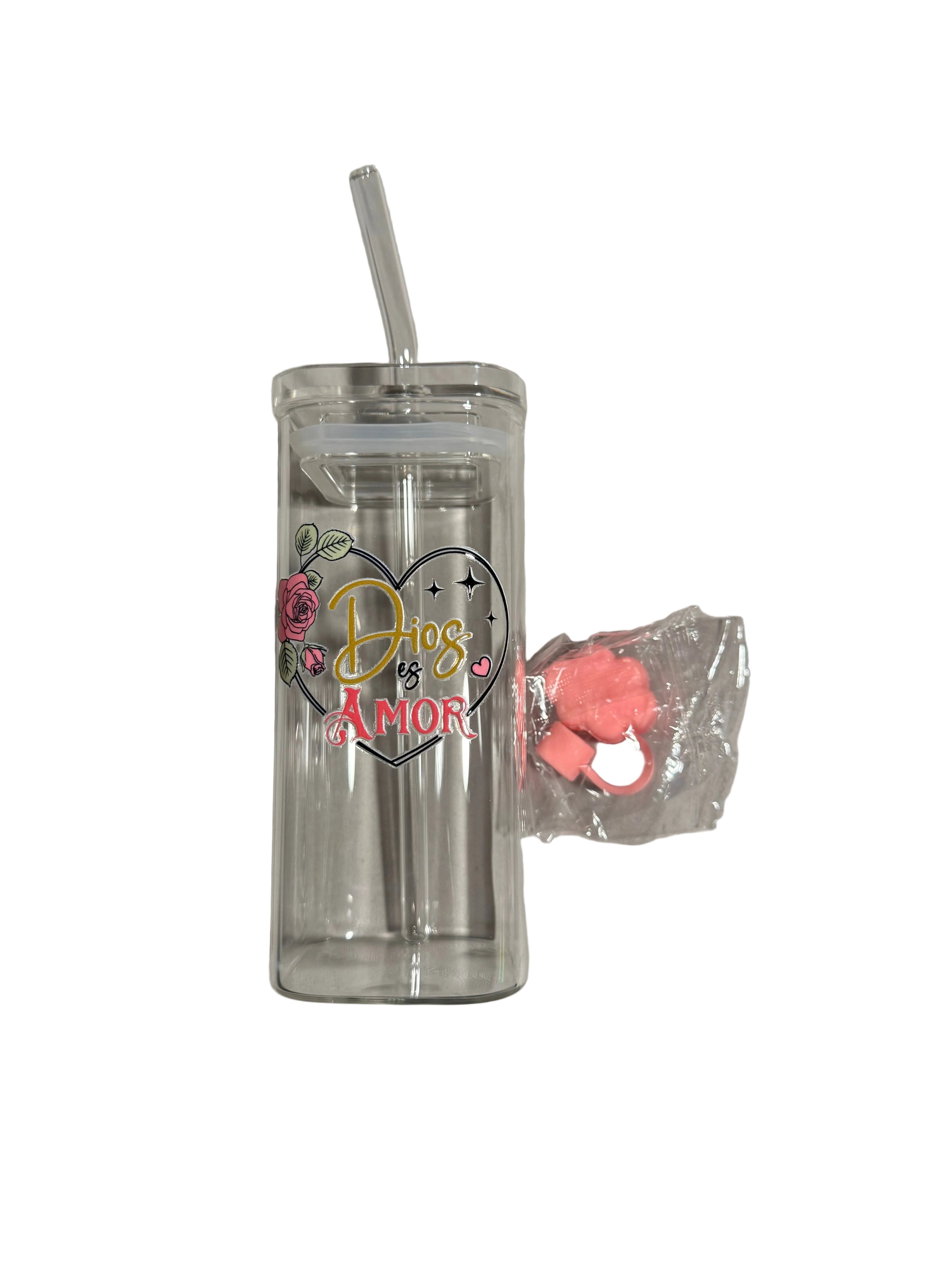 Vaso Acrílico Cristano con Tapa y Popote – Diseño Inspiracional – 10–12 oz