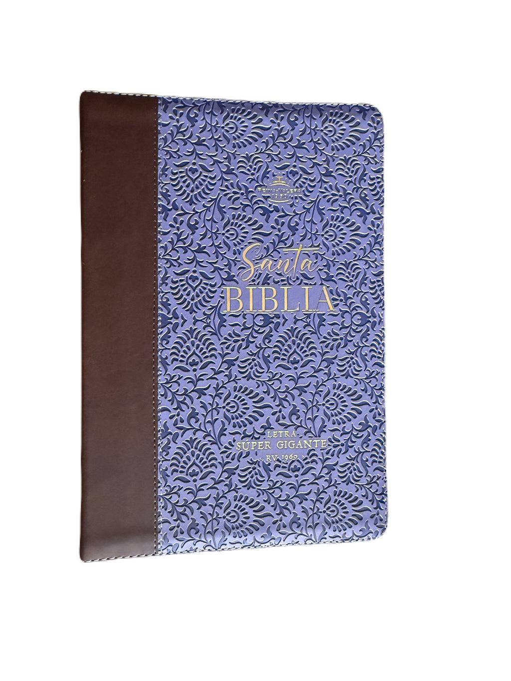 Biblia Letra Súper Gigante 19Pts Con Index Lila/Café Flores Grabadas RV1960
