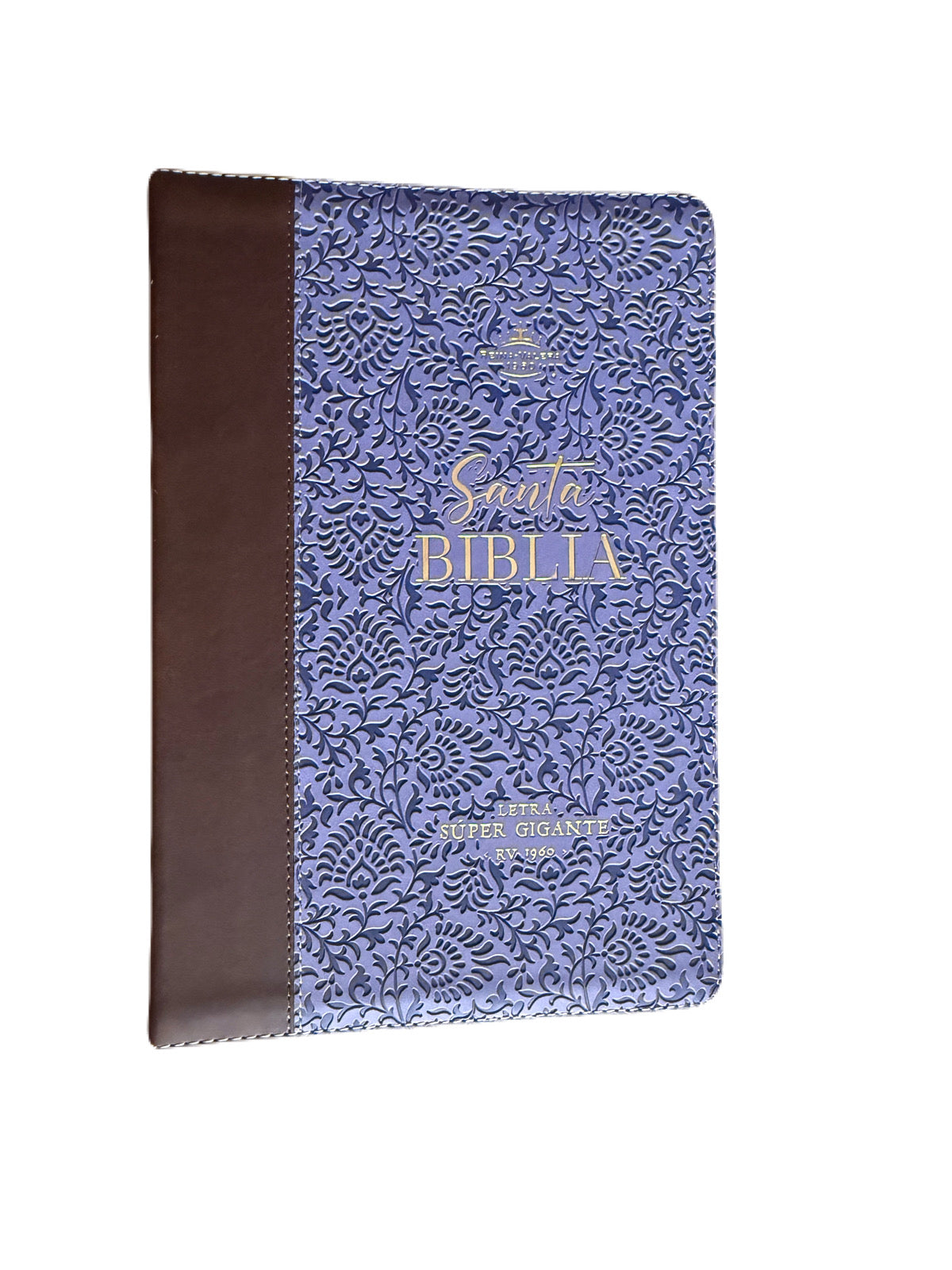 Biblia Letra Súper Gigante 19Pts Con Index Lila/Café Flores Grabadas RV1960