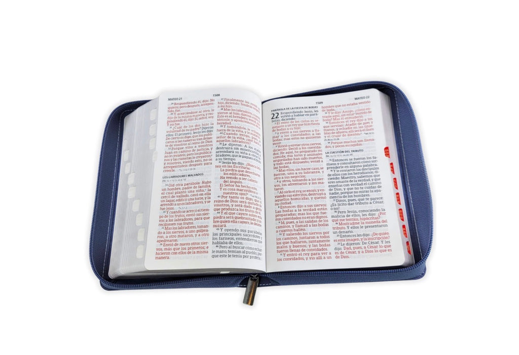 Biblia Compacta con Cierre Letra Grande 11 puntos RV1960, imit piel mezclilla con índice