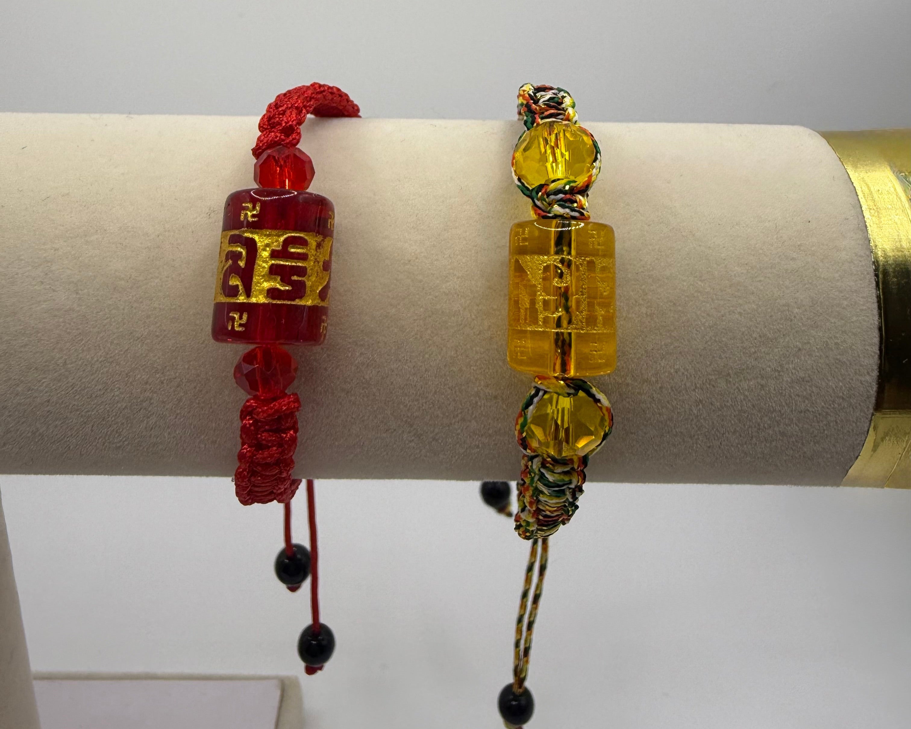 Tibetan 6 Words Prayer Wheel Mantra Lucky Charm Braided Bracelet