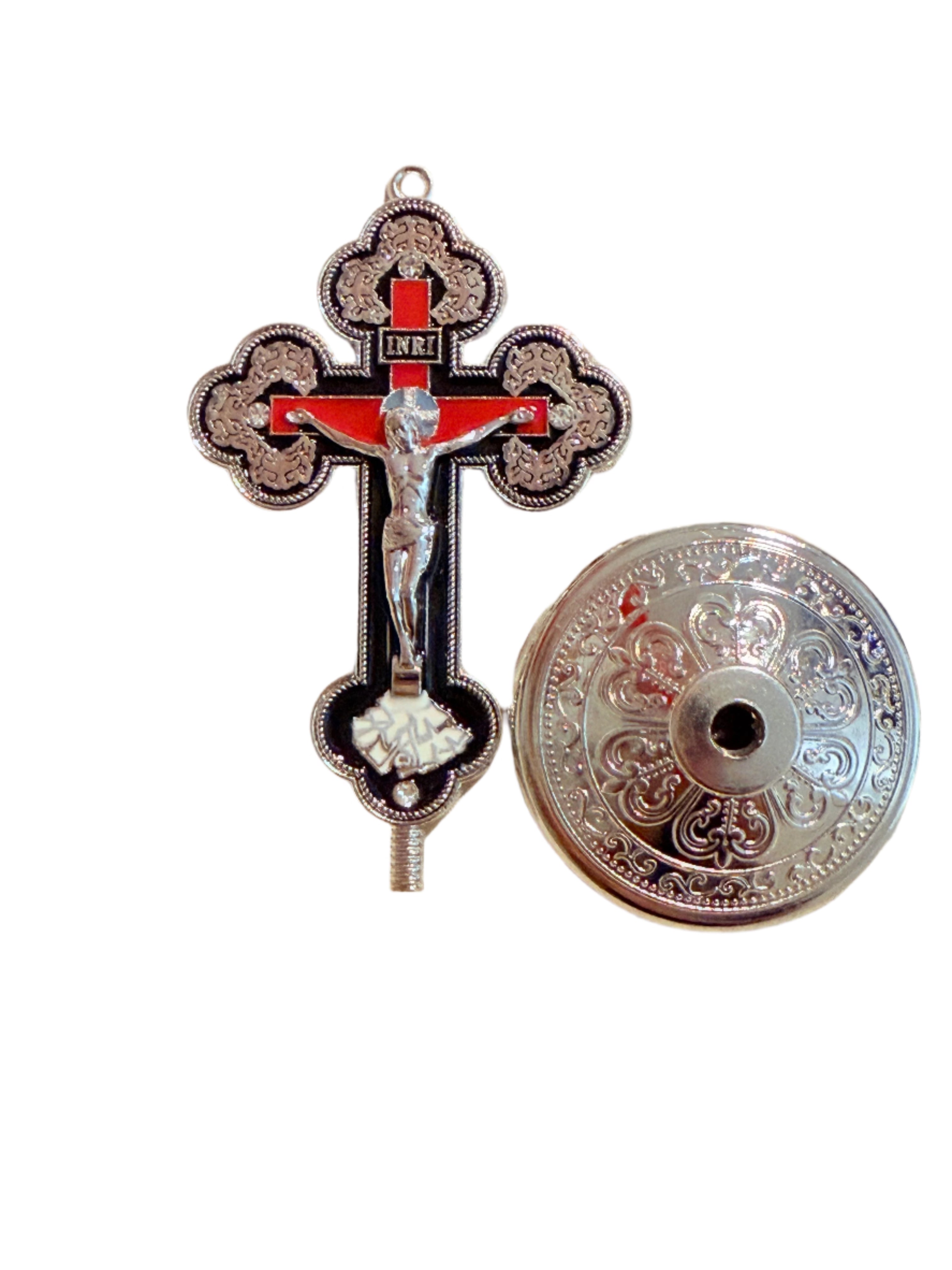 Metal Crucifix 3 Inches/ Metal Cross, Plastic Base