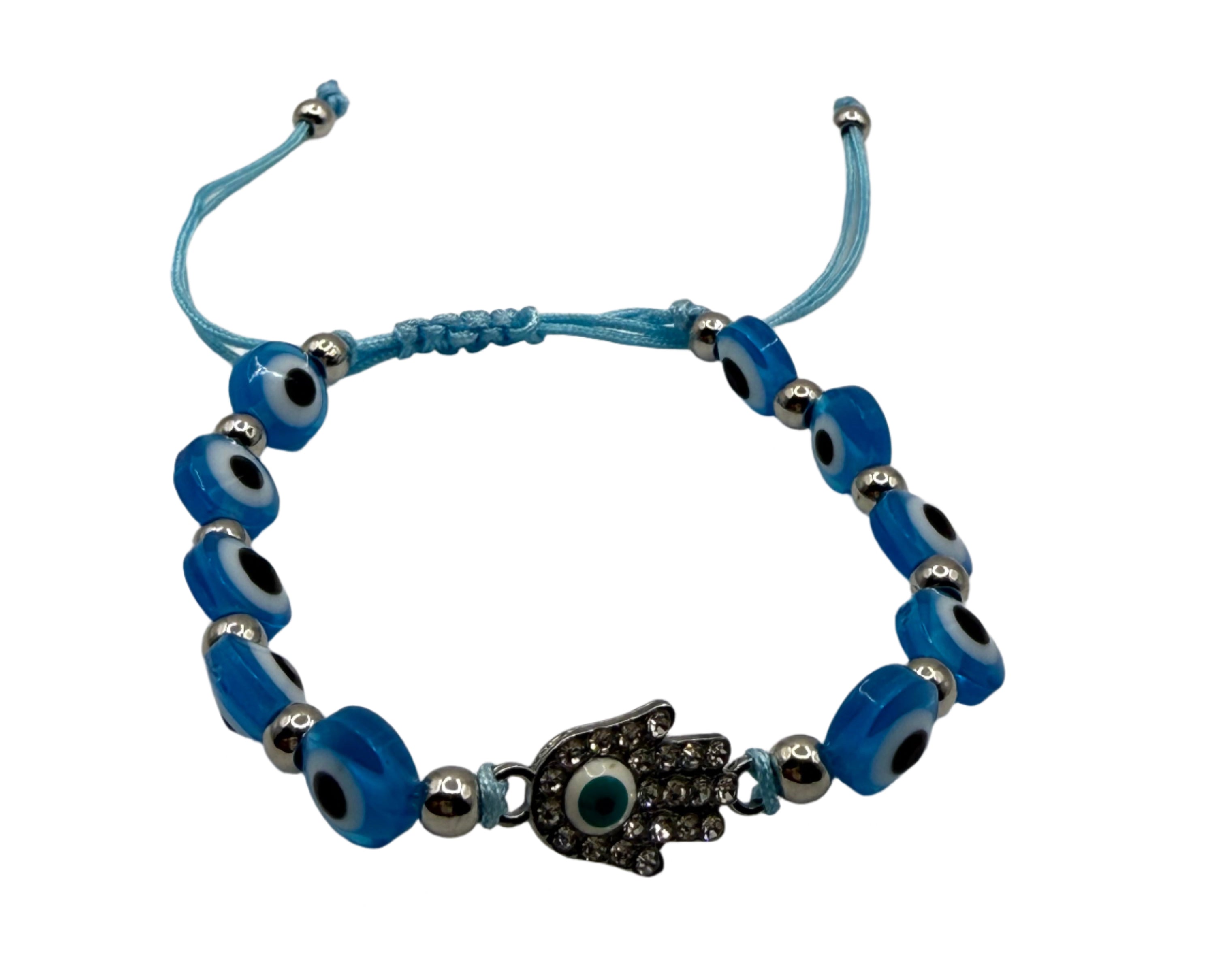 Evil Eye Mal De Ojo Bracelets Evil Eye Hamsa Beaded Charm Stretch Bracelet Hand of Fatima Evil Eye Lucky Bracelet for Protection and Blessing