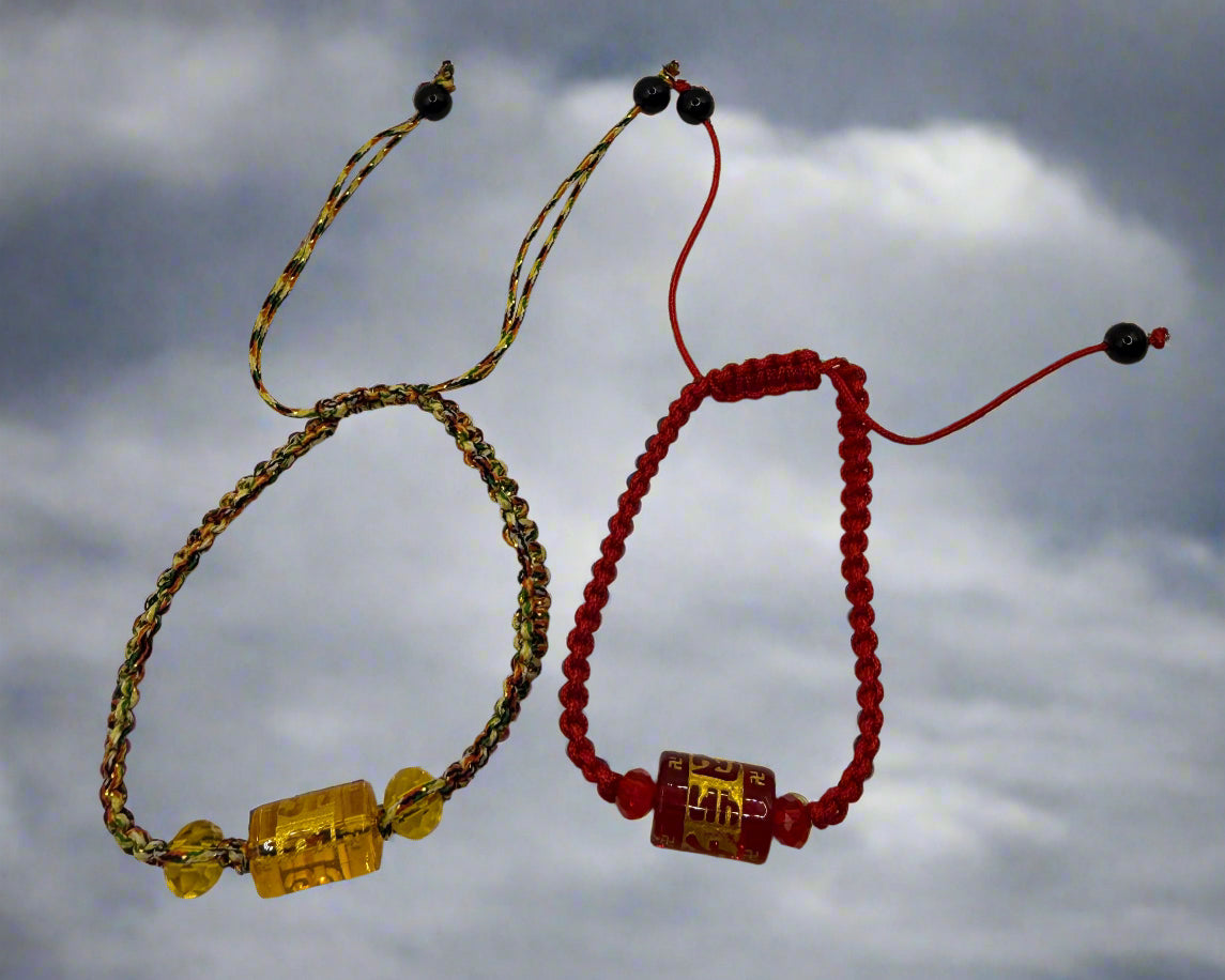 Tibetan 6 Words Prayer Wheel Mantra Lucky Charm Braided Bracelet