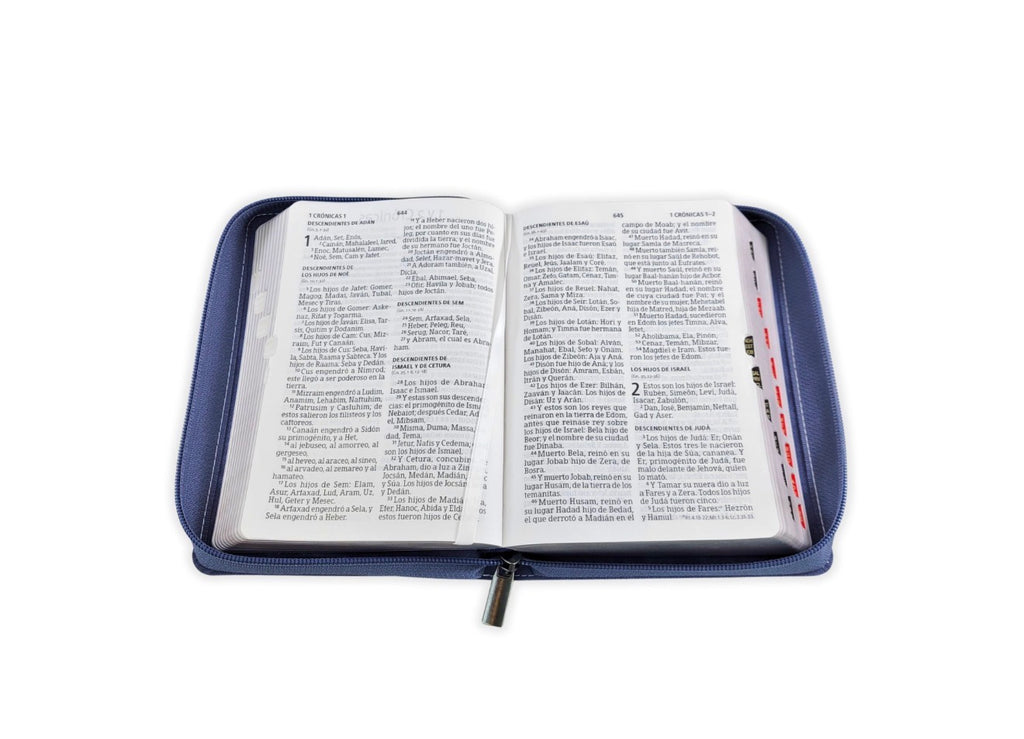 Biblia Compacta con Cierre Letra Grande 11 puntos RV1960, imit piel mezclilla con índice