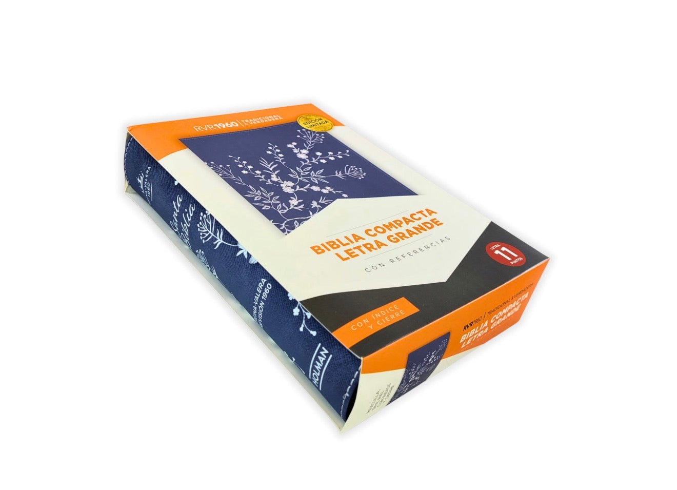 Biblia Compacta con Cierre Letra Grande 11 puntos RV1960, imit piel mezclilla con índice