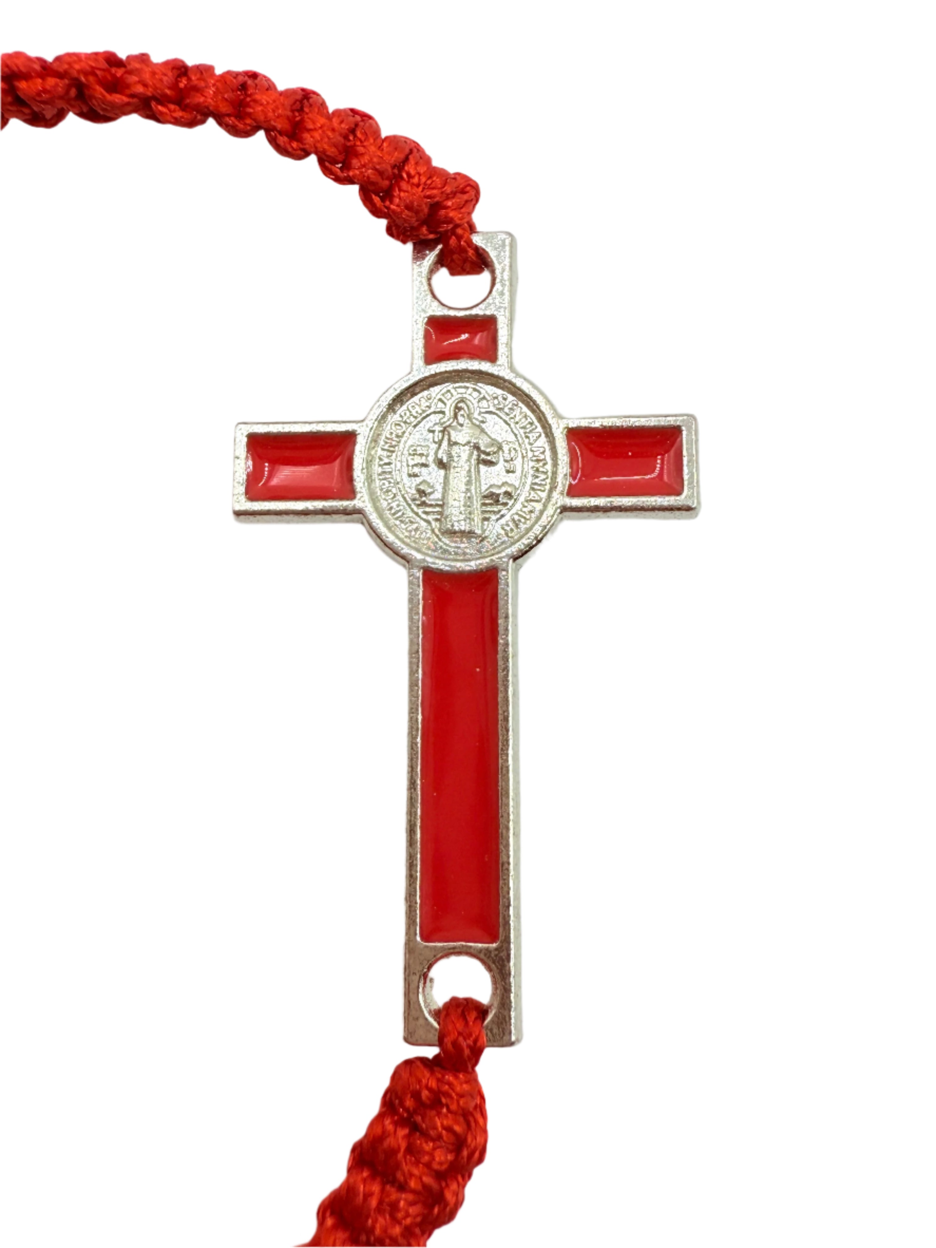 Braided Grace: Red Cross & Silver Christ