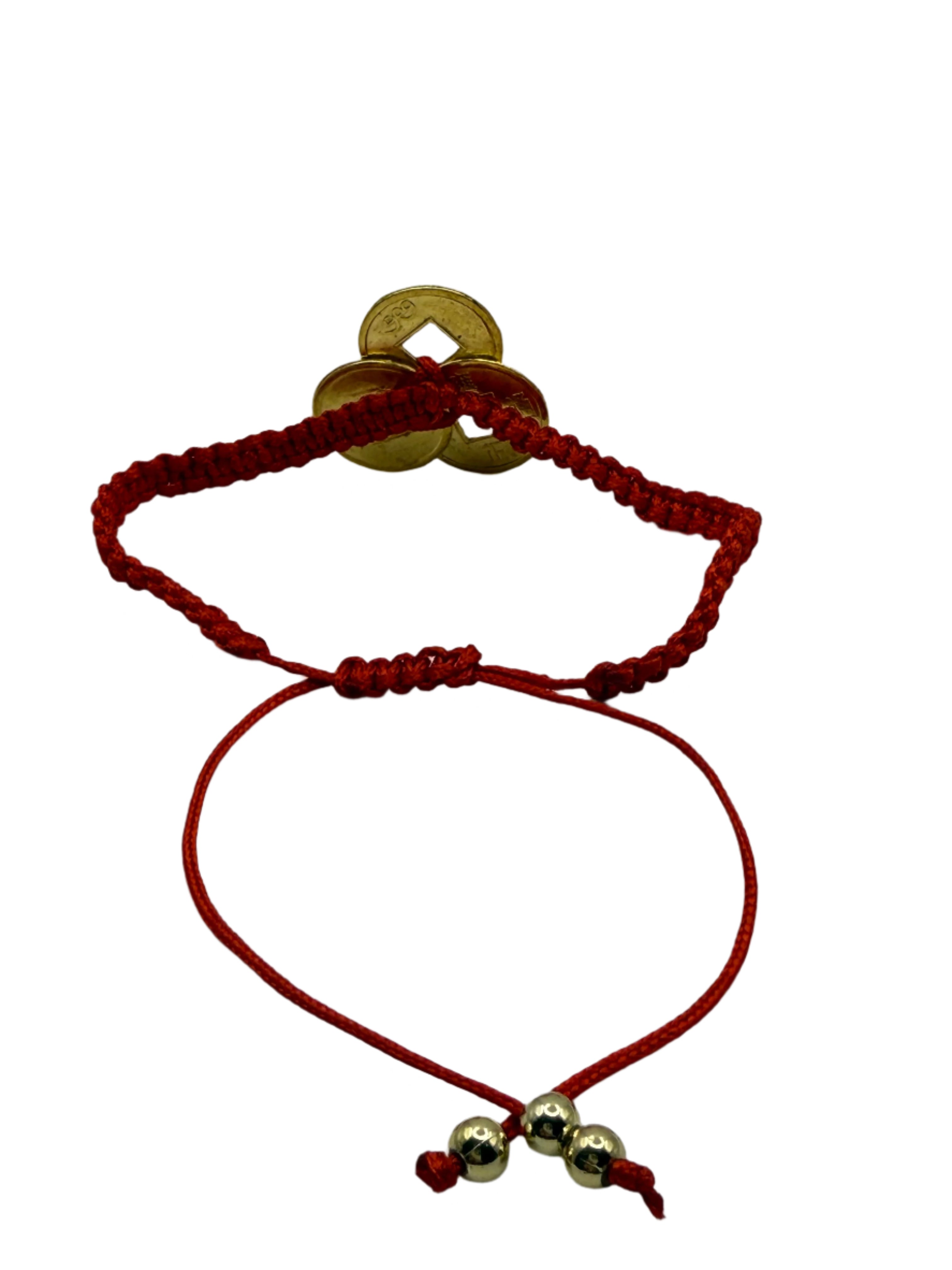 Chinese Wealth Lucky Coins Red String Bracelet