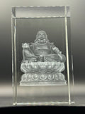 3D Laser-Engraved Crystal Keepsake Buddha/ Budai/ Laughing Buddha Figure
