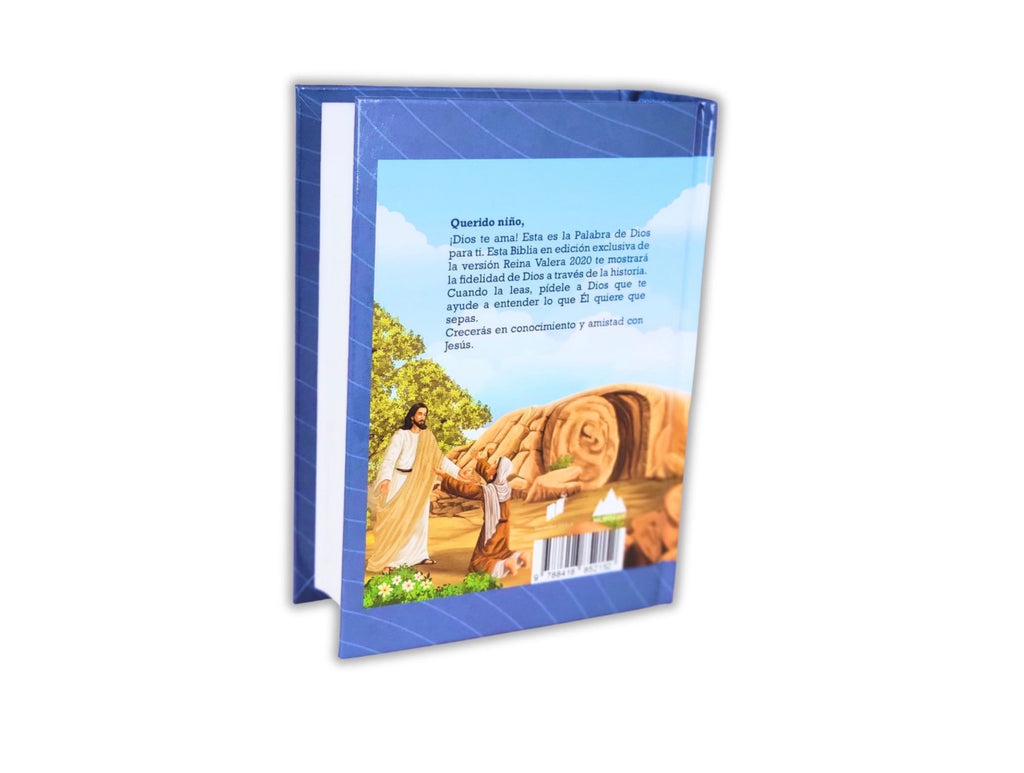 Biblia Compacta para Niños RV2020, tapa dura azul niños con mamá