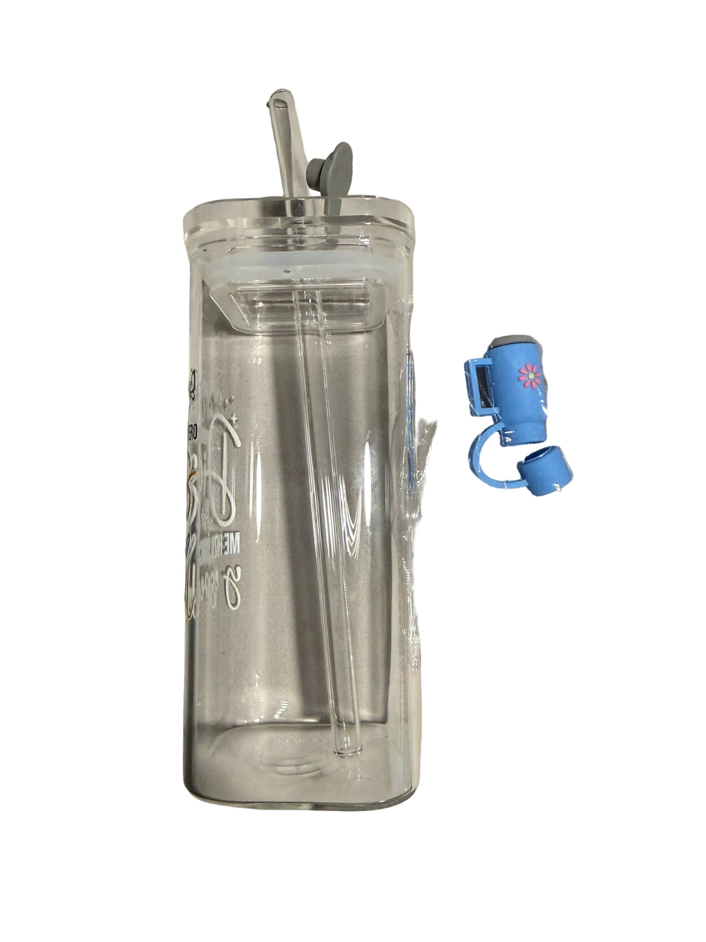 Vaso Acrílico Cristano con Tapa y Popote – Diseño Inspiracional – 10–12 oz