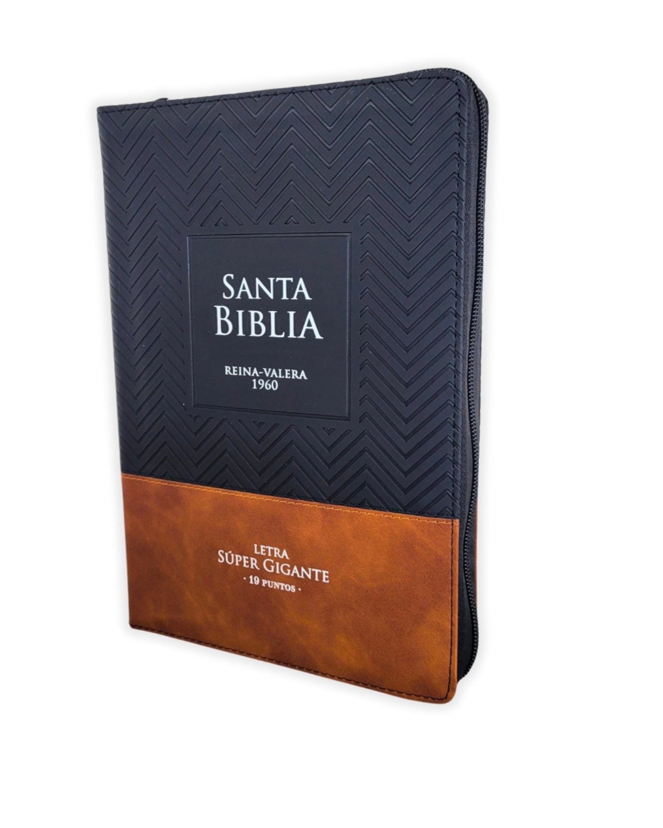 Biblia Letra Súper Gigante 19pts Con Cierre/Index Negro Geométrico/Café RV1960