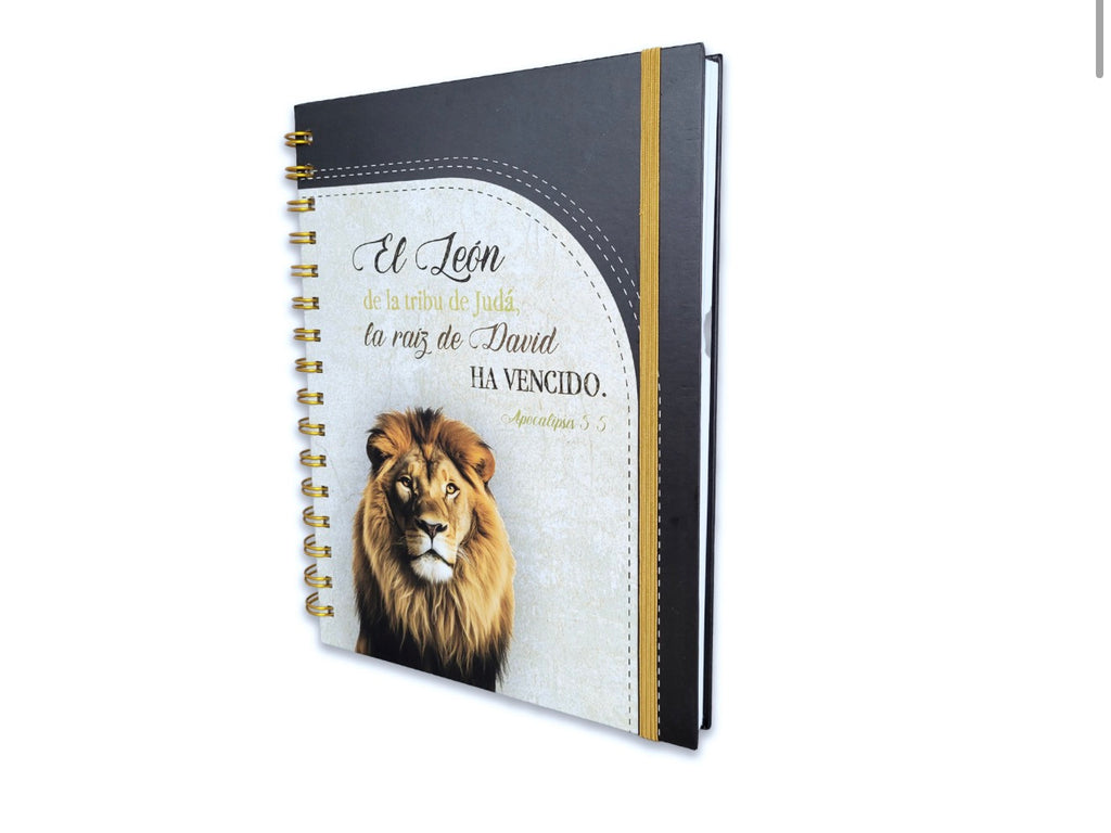 Libreta Espiral con Elástico: El león de la tribu de Judá - Apocalipsis 5:5, tapa dura