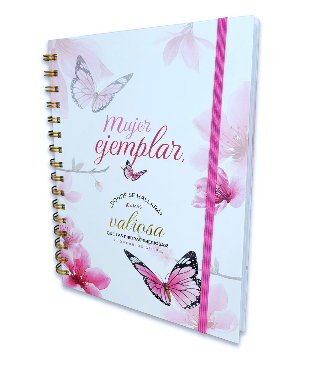 Libreta Espiral con Elástico: Mujer ejemplar - Proverbios 31:10, tapa dura