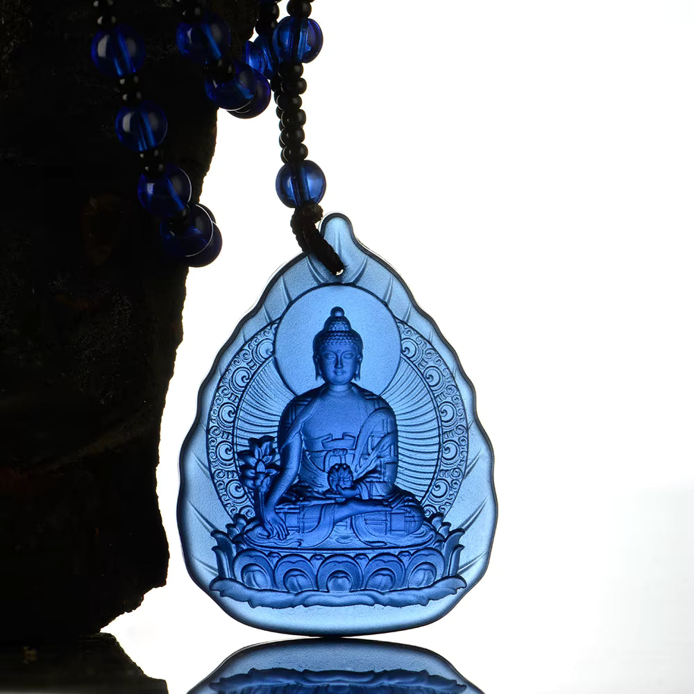 Medicine Buddha Blue Pendant Necklace