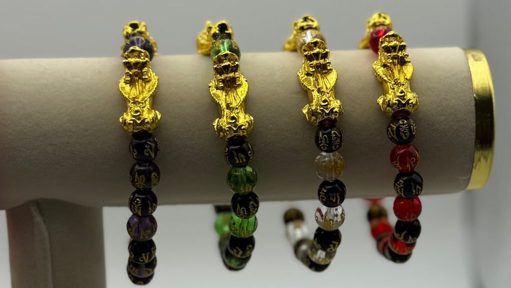 Six-character Proverbs Buddhist Bead Bracelet Pixiu Lucky Bracelet for Men and Women