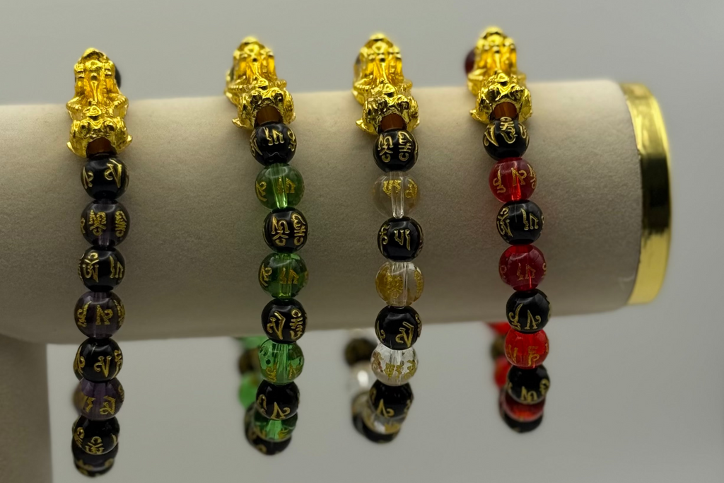 Six-character Proverbs Buddhist Bead Bracelet Pixiu Lucky Bracelet for Men and Women