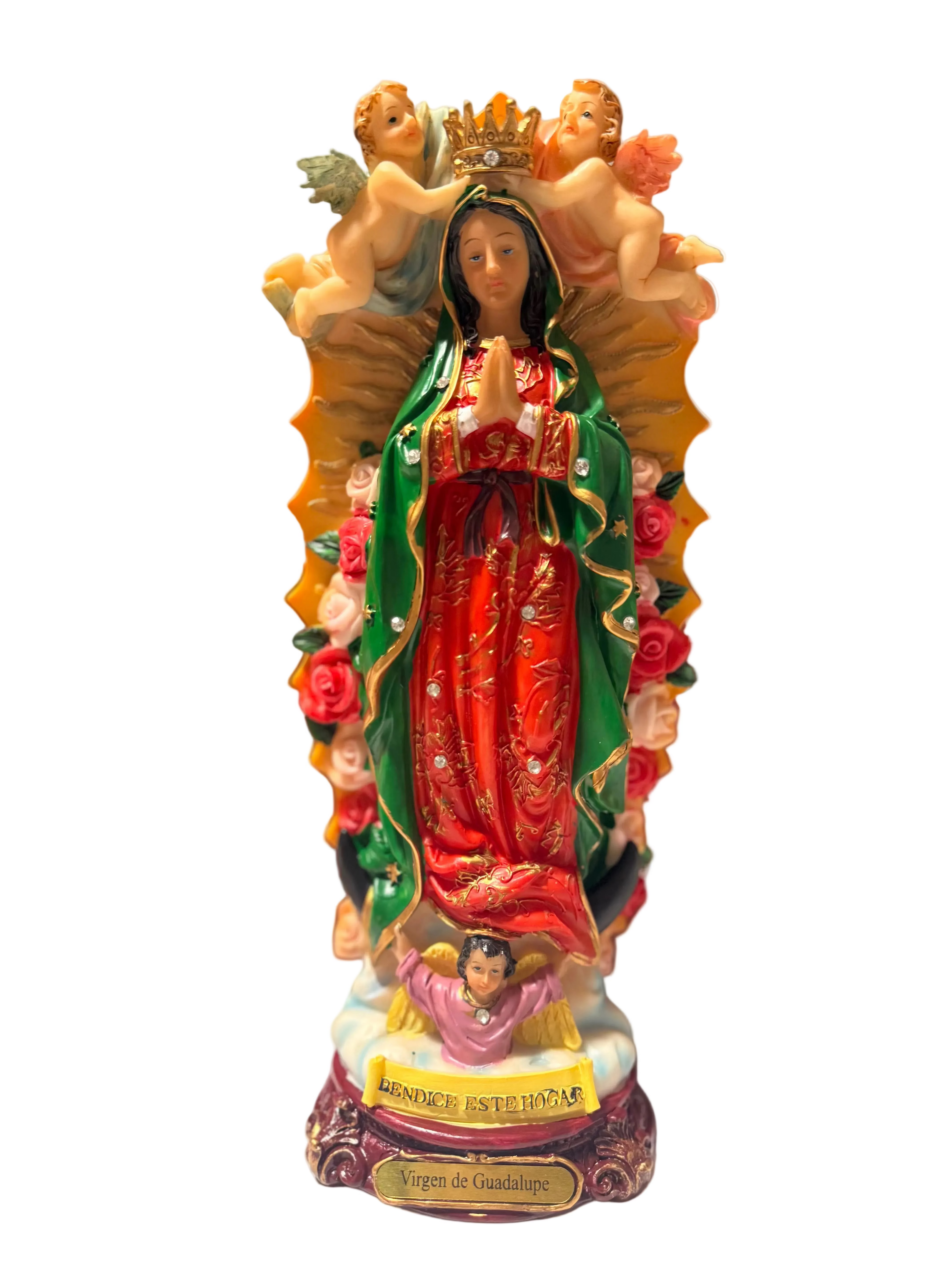 Virgen de Guadalupe 12” Resin Statue | Religious Catholic Devotional Decor | Altar-Size Devotional