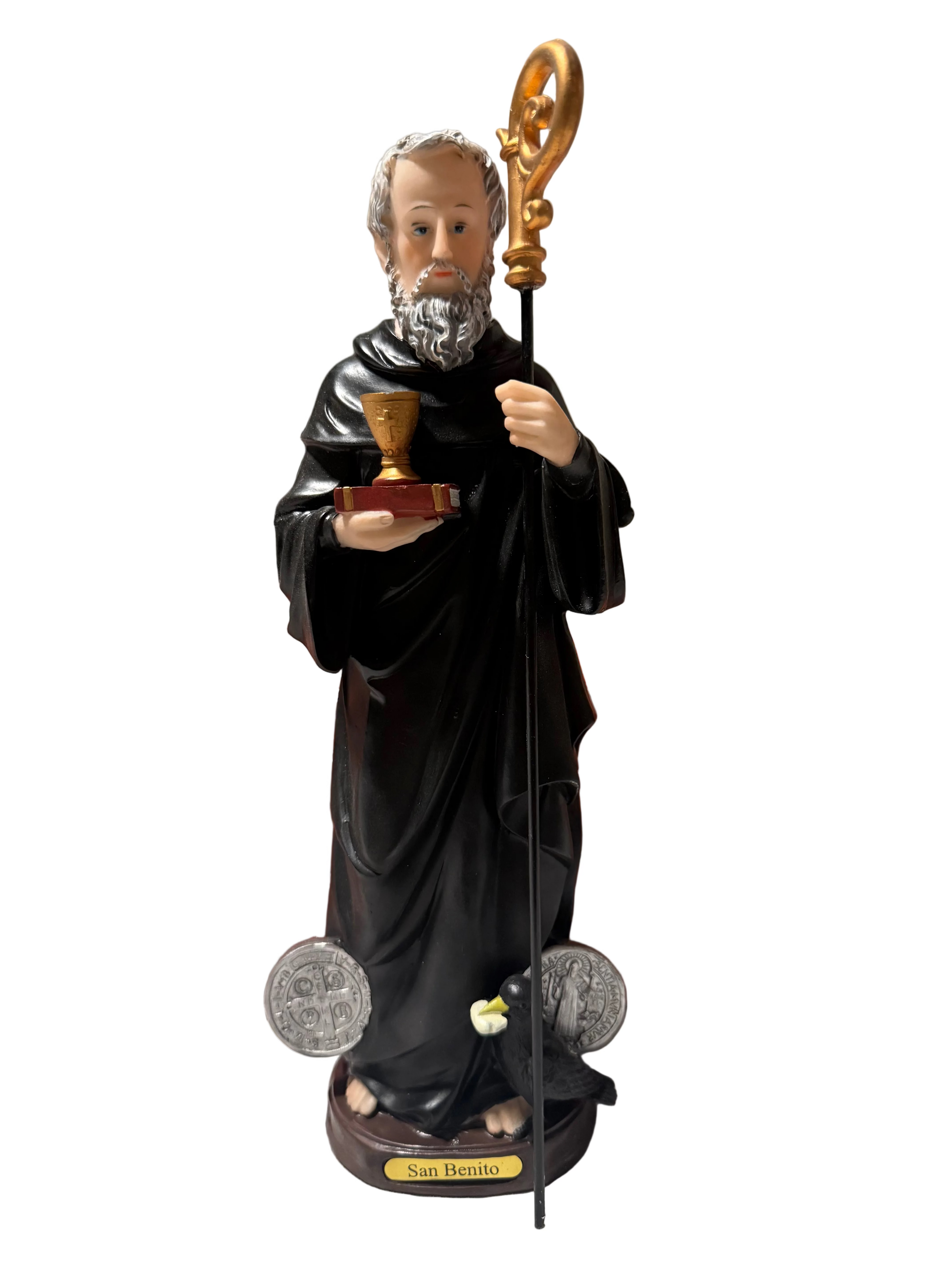 San Benito/ St. Benedicto 12" Resin Statue/ Religious Catholic Devotional Decor/ Altar-Size Devotional Statue