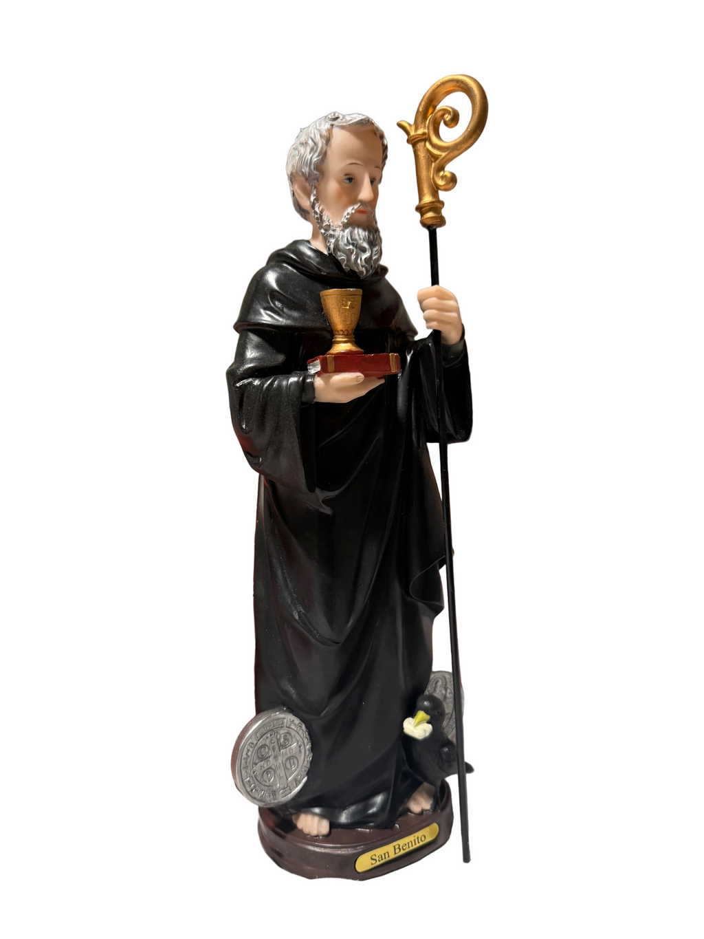 San Benito/ St. Benedicto 12" Resin Statue/ Religious Catholic Devotional Decor/ Altar-Size Devotional Statue