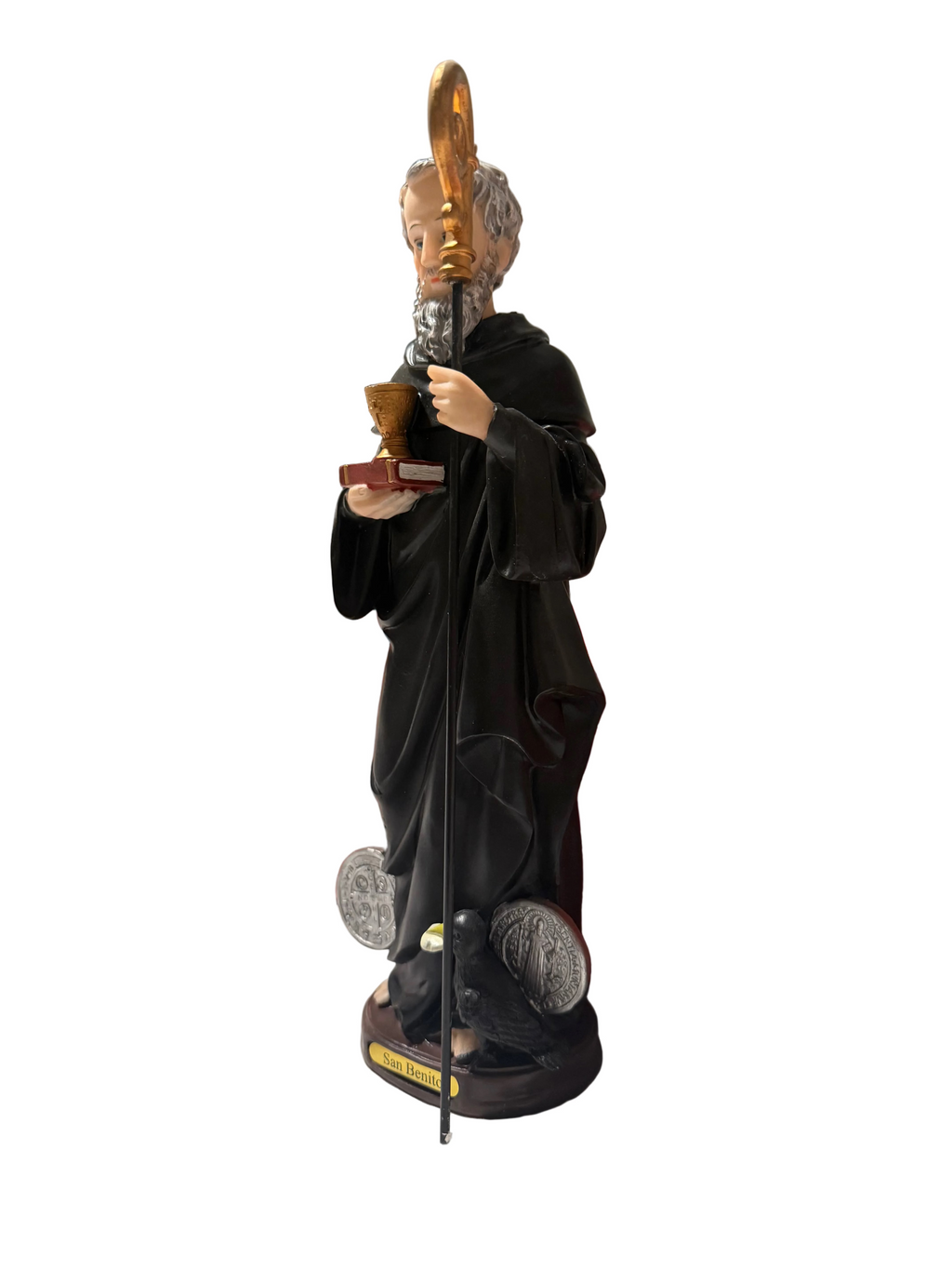 San Benito/ St. Benedicto 12" Resin Statue/ Religious Catholic Devotional Decor/ Altar-Size Devotional Statue