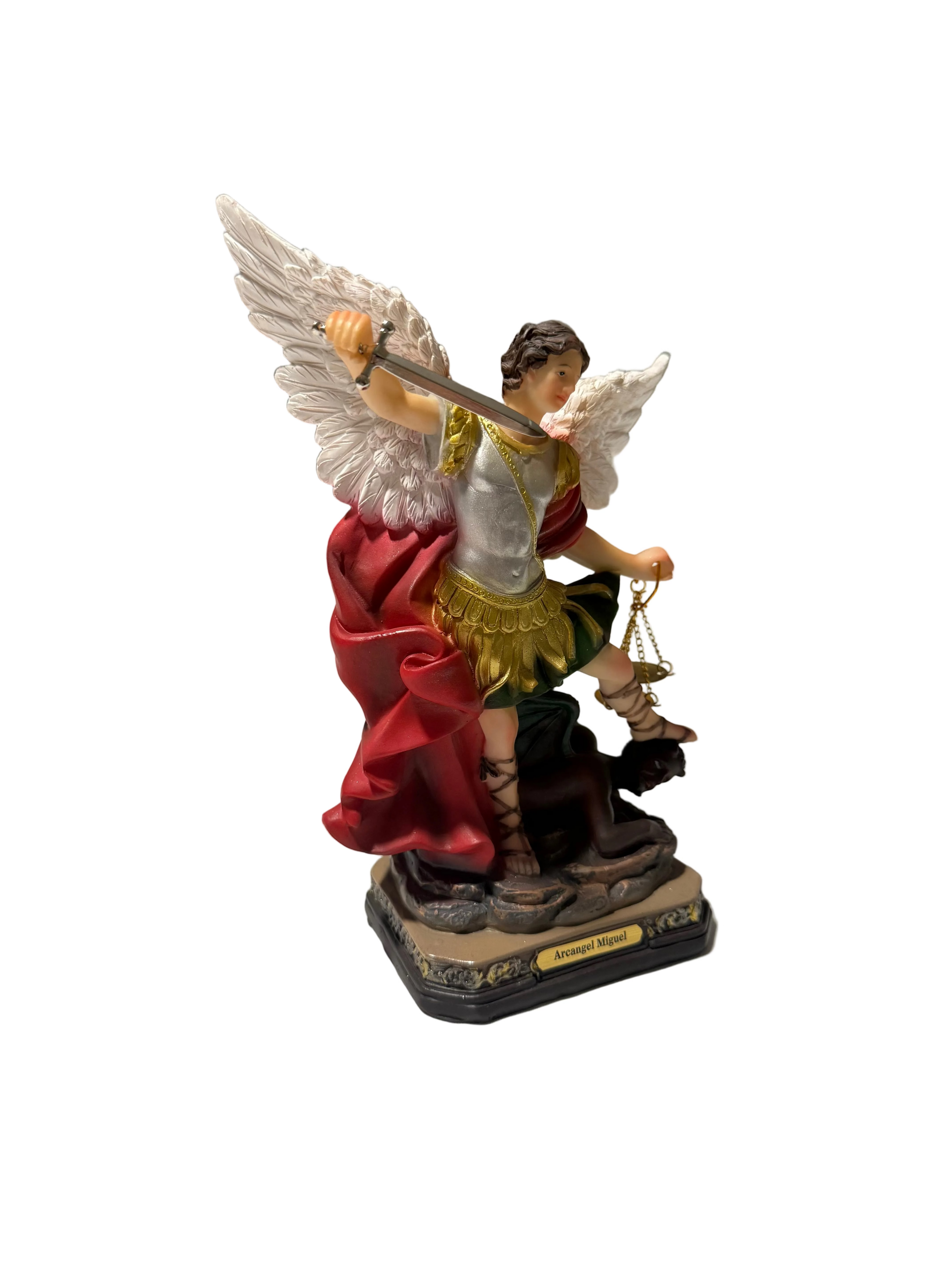 San Miguel Arcangel/ Archangel St. Michael 9" Resin Statue/ Religious Catholic Devotional Decor/ Altar-Size Devotional Statue