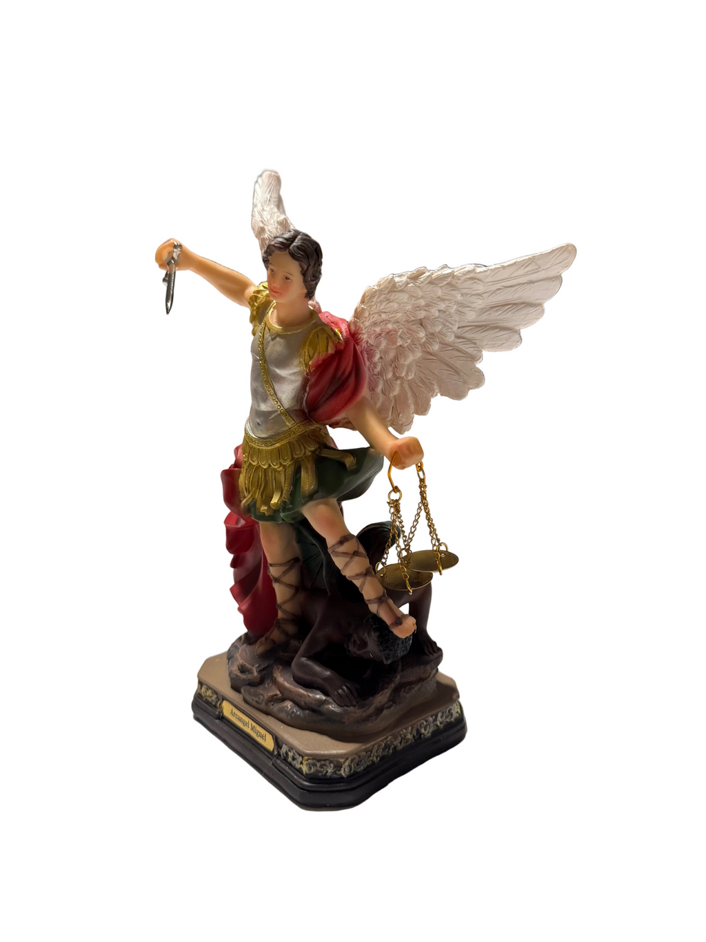 San Miguel Arcangel/ Archangel St. Michael 9" Resin Statue/ Religious Catholic Devotional Decor/ Altar-Size Devotional Statue