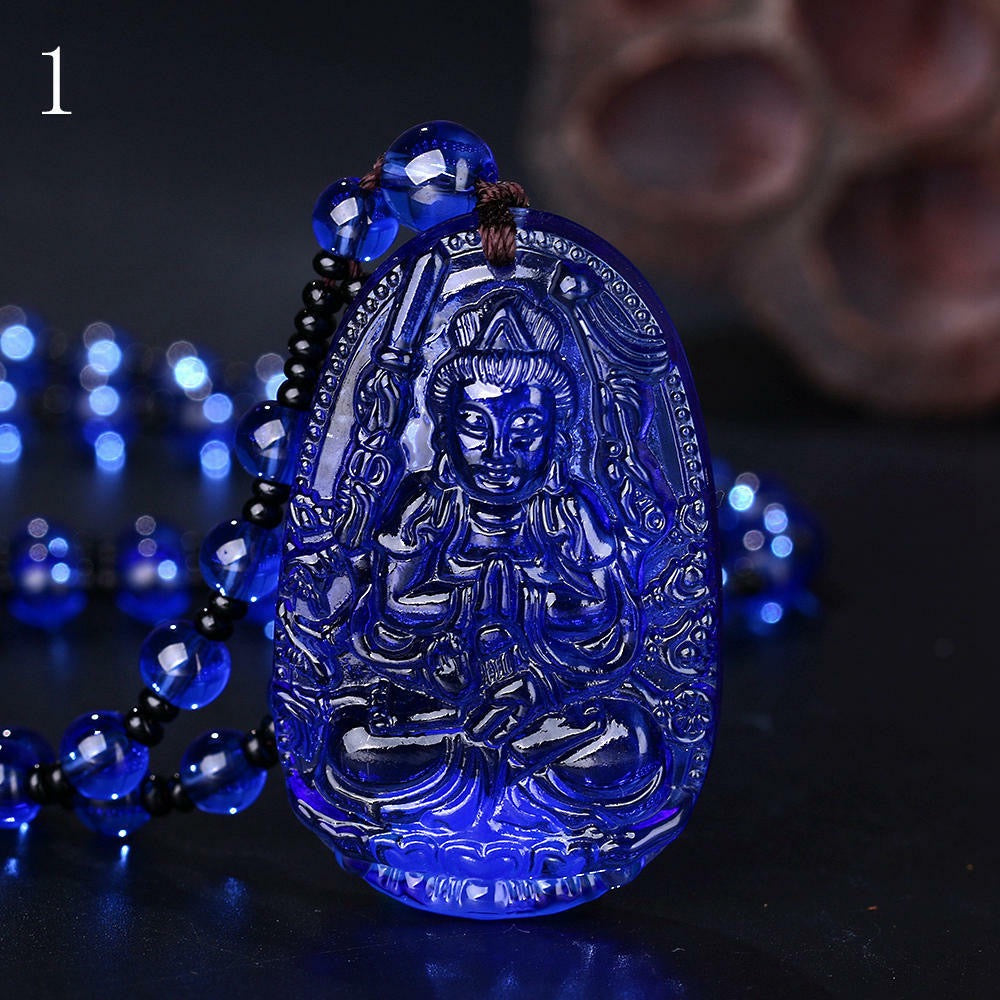 Buddha Pendant Crystal Stone Chain Necklace Women Men Lucky Jewelry Accessory